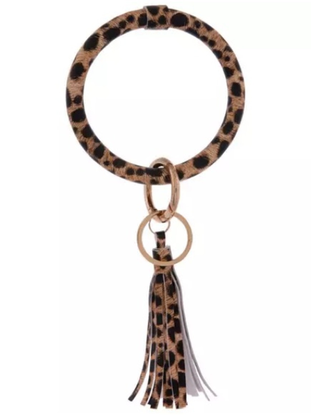 New Cheetah Print Tassel Wristlet Keyring - Brown Bag Charm